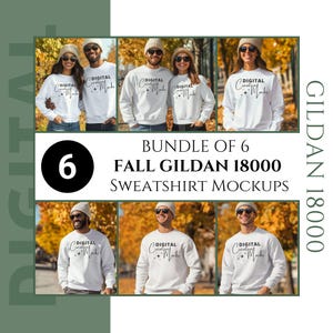 Fall Gildan 18000 Mockup Bundle Autumn Sweatshirt Mock Gildan Crewneck Sweater Mocks, G180 Mock ups Set of 6 Digital Download - DCM0114