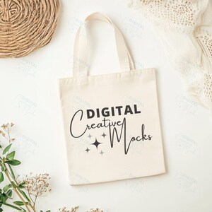 Flat Lay Tote Bag Mockup Boho Style Tote Bag Mock Up Cotton Canvas Eco Tote Mockup Light Color Tote Mock-Up - DCMSL0406