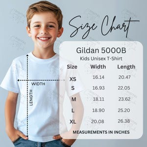 Gildan 5000B Kids Size Chart Kids T-Shirt Size Chart Kid Gildan Size Chart 5000B Boy Size Chart - DCMSC0026