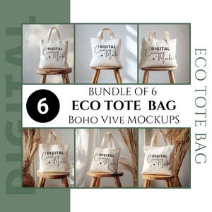 Tote Bag Mockup Bundle Shopping Bag Mock Up Cotton Canvas Eco Tote Mockup Bundle Light Color Tote Mock-Up Boho Vive - DCMTB0001