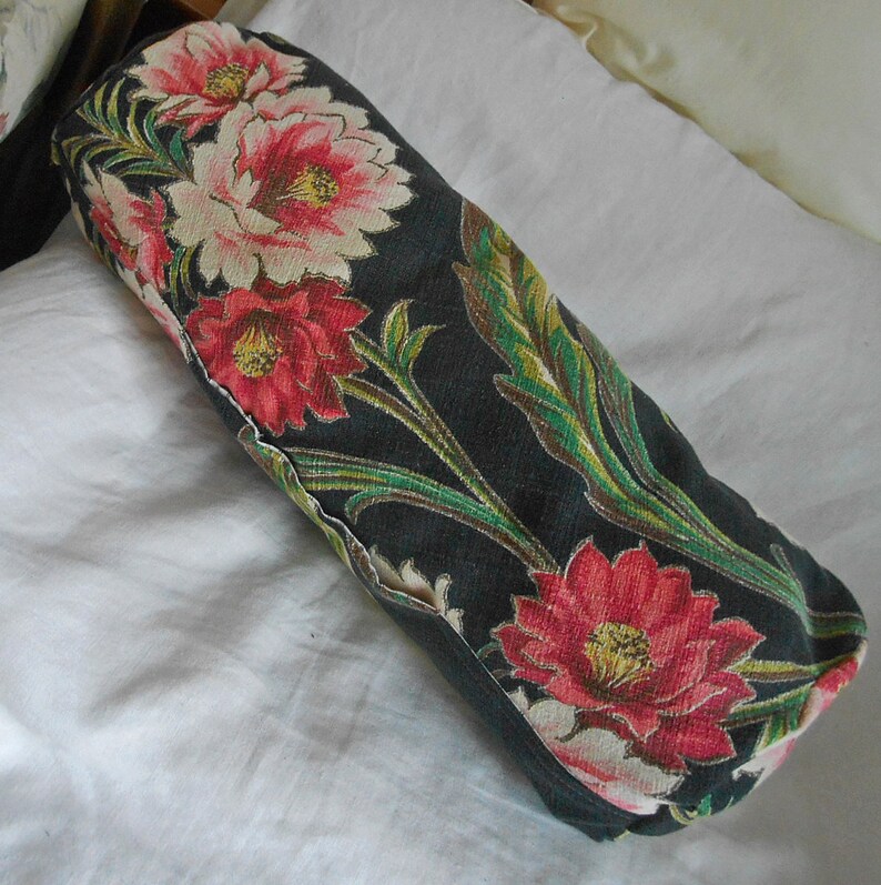 PINK ROSES on YELLOW Cotton Pillow Cover Mid Century Lavender Etsy