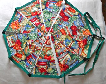 Garden Veggie Pennant Banner Colorful Flags Vintage Canned Foods Cotton Print