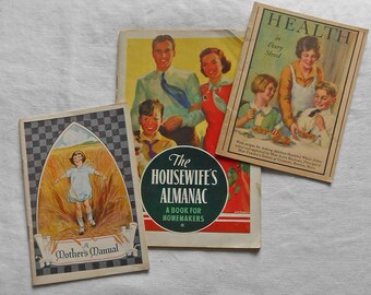 3 Art Deco FOOD BOOKLETS & Housewife's ALMANAC from Kelloggs Ralston Shredded Wheat Vintage 1920s 1930s Color Illus Recipes Health Tips