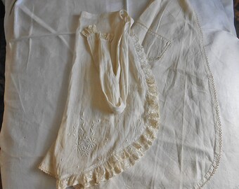 Off WHITE CHILD APRONS Pick 1 or 2 Antique Hand Sewn Half Style Cotton Embroidery Lace or Tatting Trims Cotton Muslin or Batiste Hand Wash