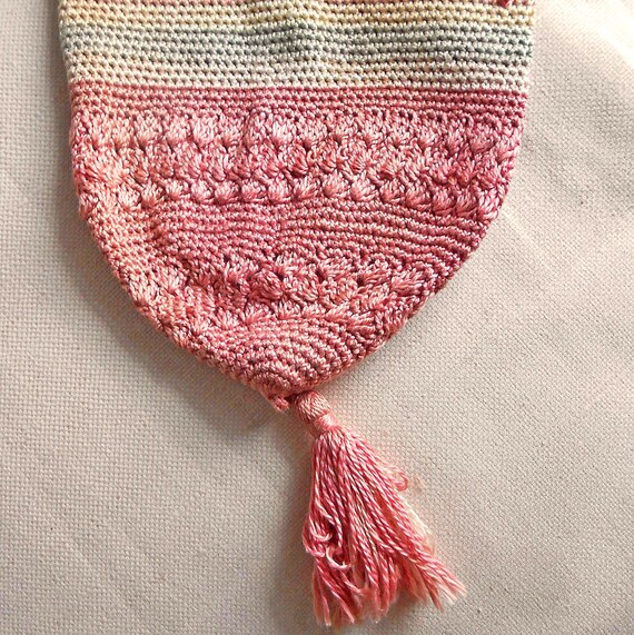 Netted Reticule Knitted Drawstring Bag Antique Rose Cotton Reticule C… - Gem
