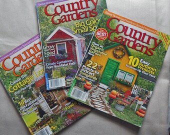 3 COUNTRY GARDENS Magazine Issues Early Spring Fall 2008 Flowers Veggies Containers Projects She Sheds Wreaths Flea Market Finds