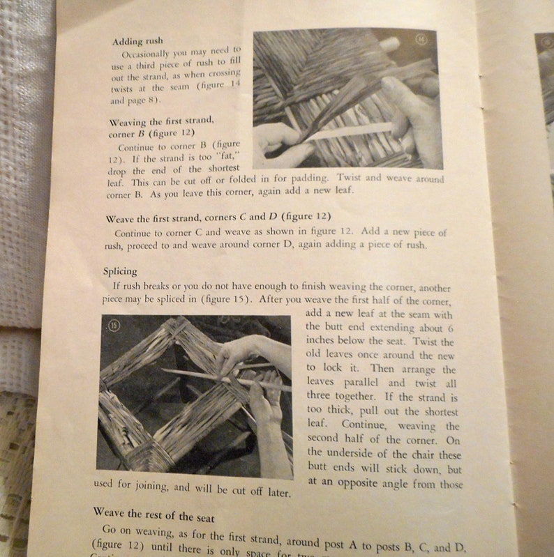4 Chair SEAT WEAVING BOOKLETS Rush Cane Splint Methods Tools Etsy