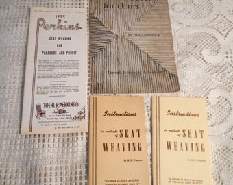 4 Chair SEAT WEAVING BOOKLETS Rush Cane Splint Methods Tools Supplies Diy Illus How To by Perkins Comstock Learn A New Craft Home Business