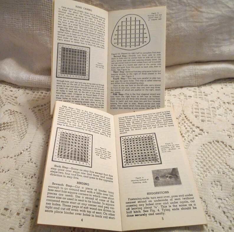 4 Chair SEAT WEAVING BOOKLETS Rush Cane Splint Methods Tools Etsy