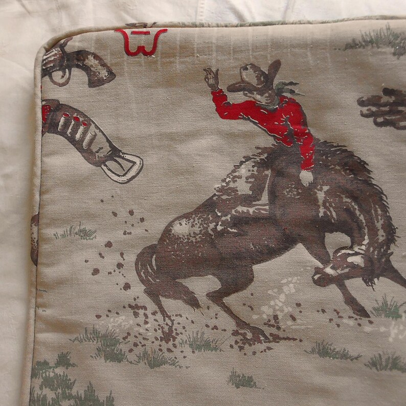 COWBOY & Bucking BRONCO Yippee Ki Yay Pillow Cover Lasso Calf Etsy