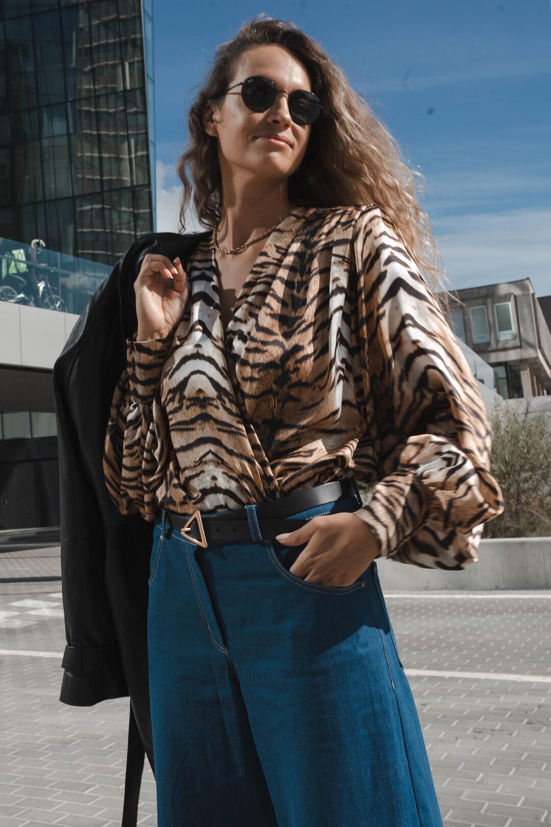 'Flora' Tiger Print Blouse main image 1