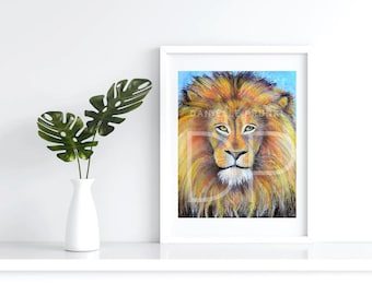 Art Prints, Lion Art, Pastel Lion, home decor