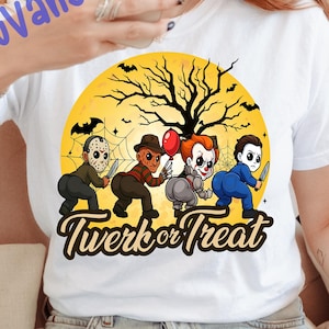 Twerk or Treat Lustiger Horror Mörder Halloween Png, Süßes oder Saures Png, Horror Booty Shirt, Horrorfilm Charakter Png, Halloween-Kostüme
