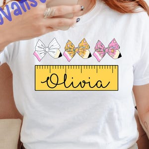 Coquette Pencil Bow Back To School Png, Custom Name Teacher Back To School Png, Customized Back To School Shirt, First Day Of School Png