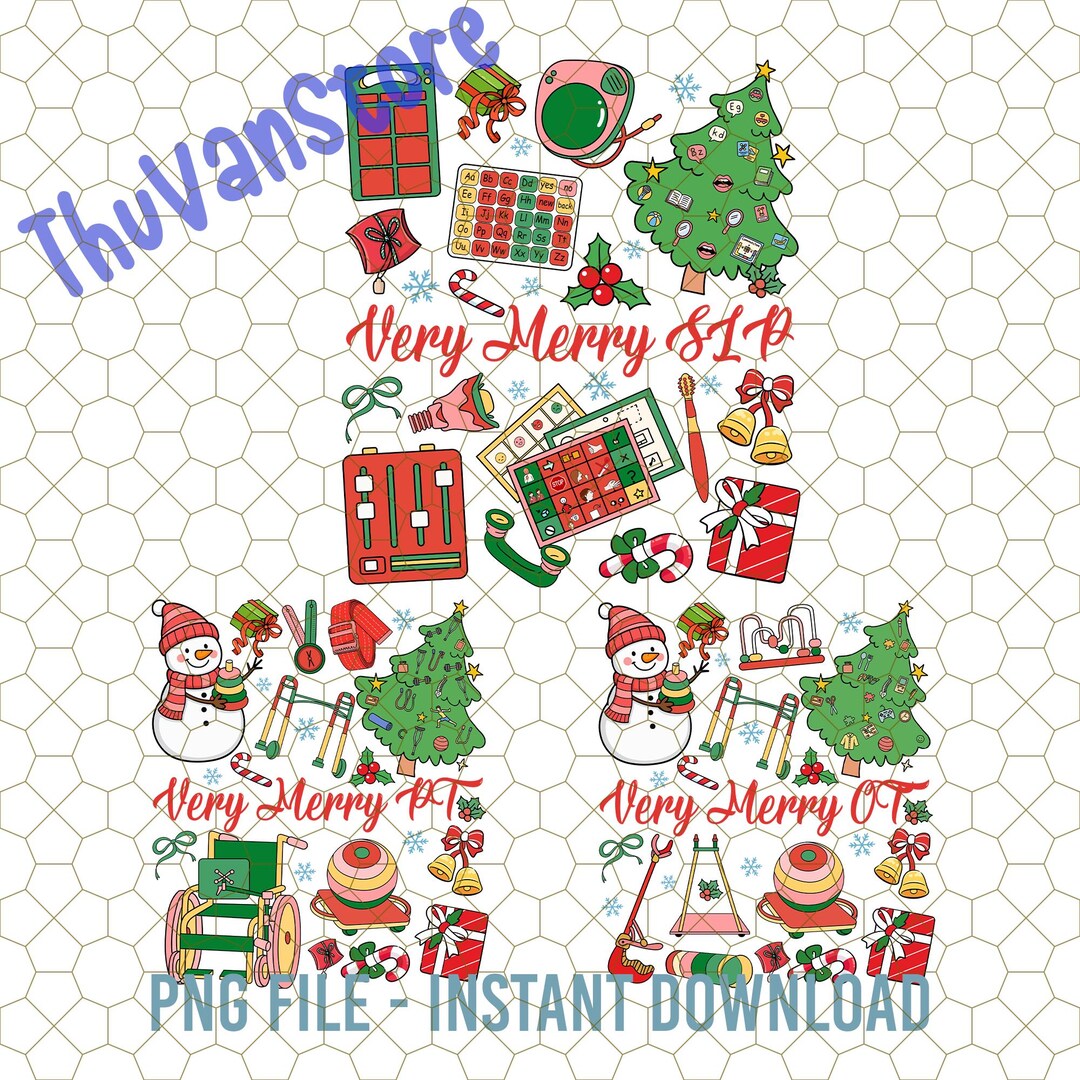 Very Merry SLP PT OT Christmas Therapy Png, Speech Therapist Png ...