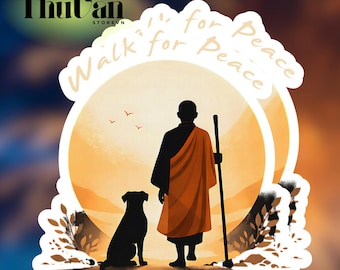 Walk In Peace Like Aloka Sticker/ Magnet, Cute Dog Lover Gift, Peaceful Graphic Sticker, Mindfulness Gift, Gift For Peace, Sticker Gift