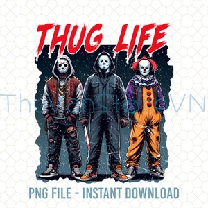 Vintage Thug Life Horrors Halloween Png, Thug Life Halloween Png, Thug Life Shirt, Horror Movies Characters Png, Spooky Season, Horror Png