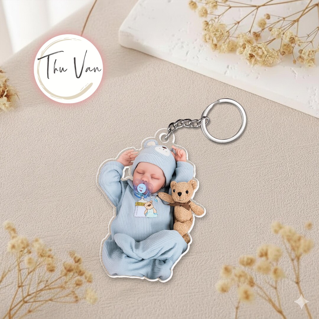 Personalized Photo Acrylic Keychain, Baby Keychain, Baby Girl, Baby Boy ...