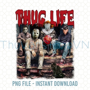 Thug Life Horror Characters Halloween Png, Thug Life Halloween Shirt, Halloween Horror Movies, Horror Killer Png, Spooky Season, Halloween