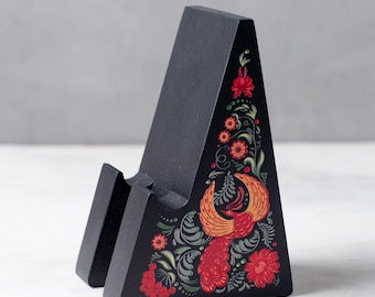 Handmade Wooden Cell Phone Holder: Witch Decor Table Stand