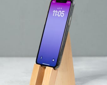 Iphone stand, wood mobile organizer, wooden phone holder, desk personalized phone stand, gift for grandparents, phone accessories