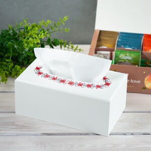 Servilletero de madera blanca, servilletero rústico, caja de pañuelos, decoración de baño, organizador minimalista para habitación de niños, caja de almacenamiento de pañuelos