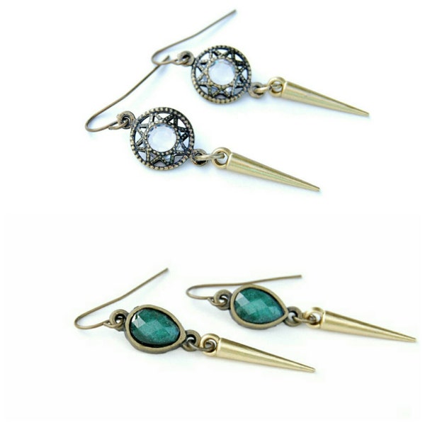 Sale - Sun and Teal Teardrop Spike Earrings - 2-for-1 - Pair of Earrings