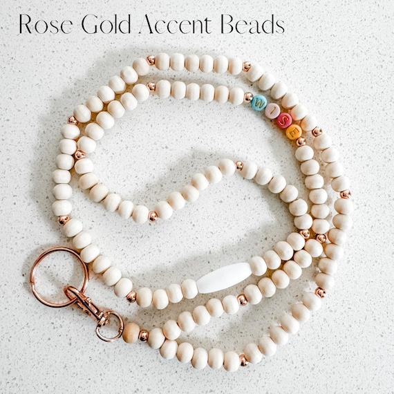Lanyard With Round Accent Beads Wood Bead Lanyard Teacher