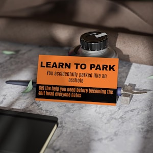 Visitekaartjes leren parkeren, leuke parkeerherinneringskaarten, visitekaartjes voor grappige grappen, unieke cadeaus voor chauffeurs, grappige notitiekaarten