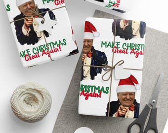 Donald Trump Make Christmas Great Again Christmas Wrapping Paper, Trump Gift Wrap, Holiday Gift Wrap, Festive Wrapping Paper, Funny