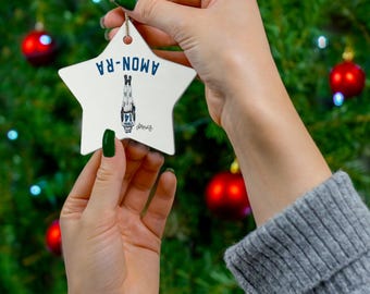 Ceramic Ornament, Detroit Lions Amon-Ra St Brown Headstand, Christmas Decoration, Holiday Gift, NFL Fan Ornament, Team Spirit Ornament