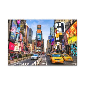 Colorful Times Square Canvas Art: Vibrant NYC Cityscape Photo Print