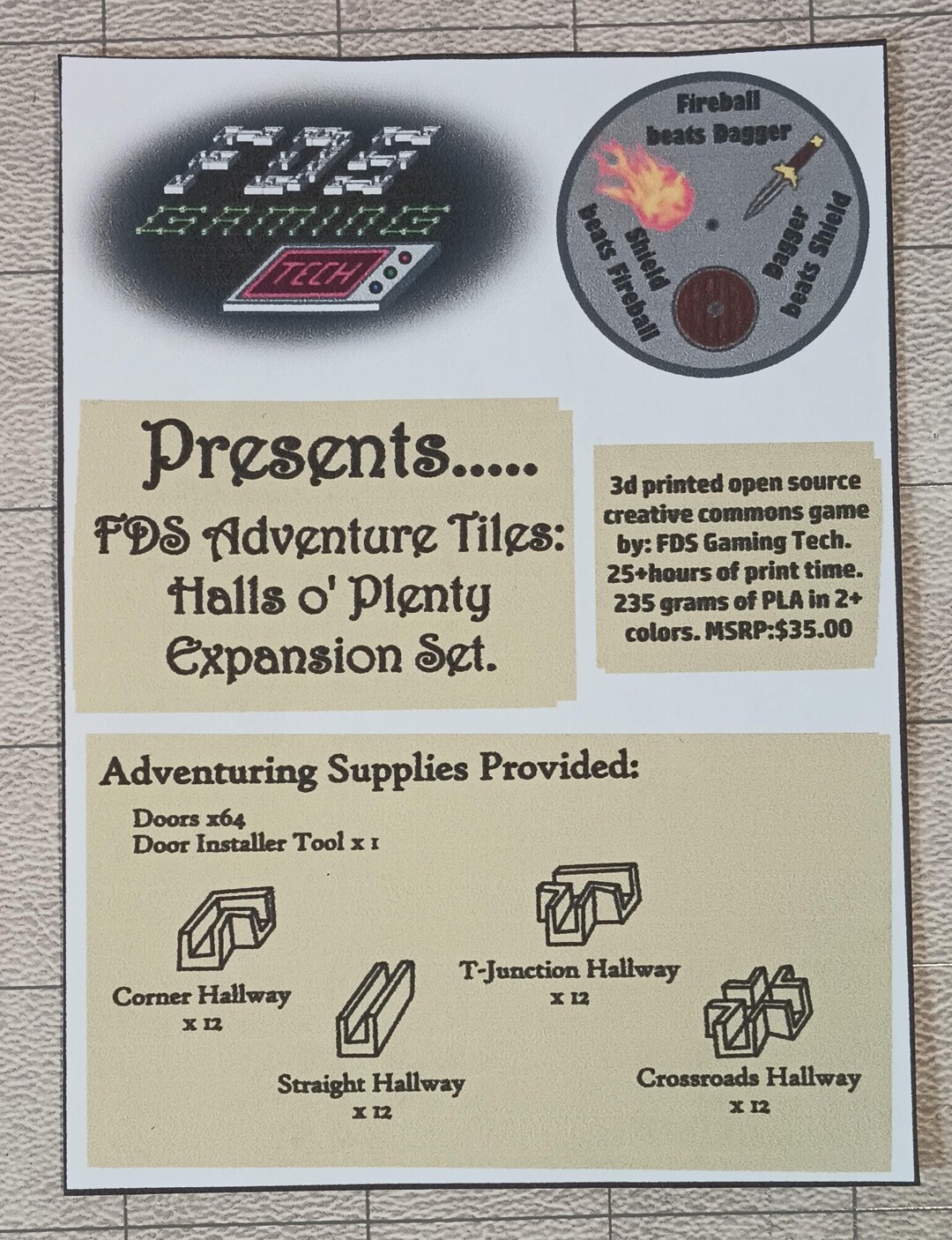 FDS Halls O' Plenty Expansion Set, Tabletop RPG Dungeon Tiles, Micro ...