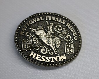 NIP 1987 National Finals Rodeo Belt Buckle ~ Hesston ~ Youth ~ Sealed ~ Mint