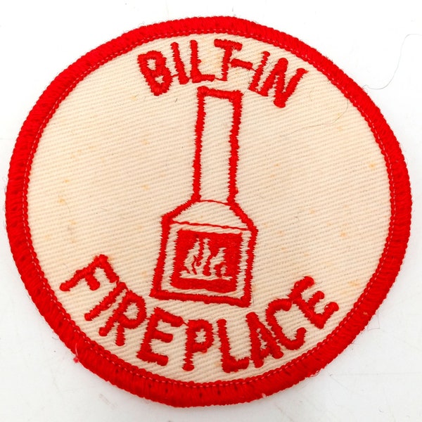 Bilt In Fireplace Vintage Patch Red White Built Chimney Home Hat Shirt Jacket