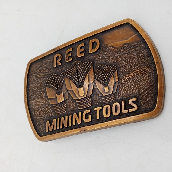 Mining Tools Belt Buckle Reed 1983 Vintage Roughn… - image 5