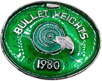 Bullet Weights Belt Buckle Fishing Sinkers Vintage 1980 Green Fisherman Fish