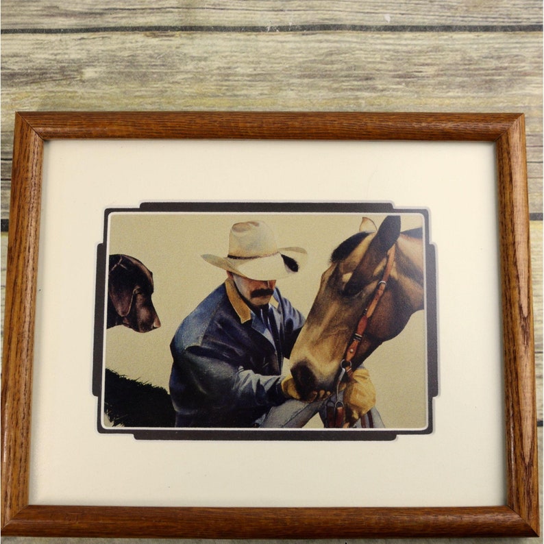 Western Cowboy Framed Art Artwork Taking Turns By John Fawcett Etsy
