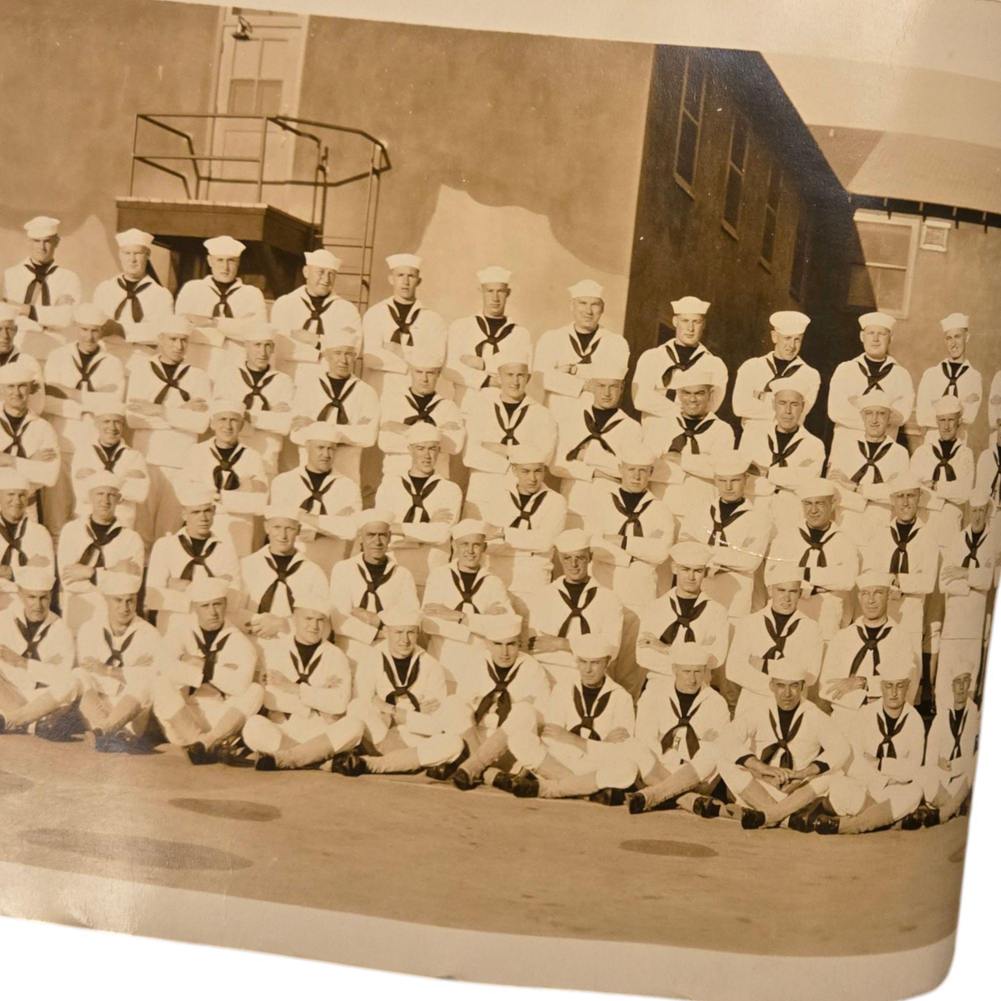 ヴィンテージ アメリカ海軍船員 パノラマ写真 27 インチ 1940 年代
