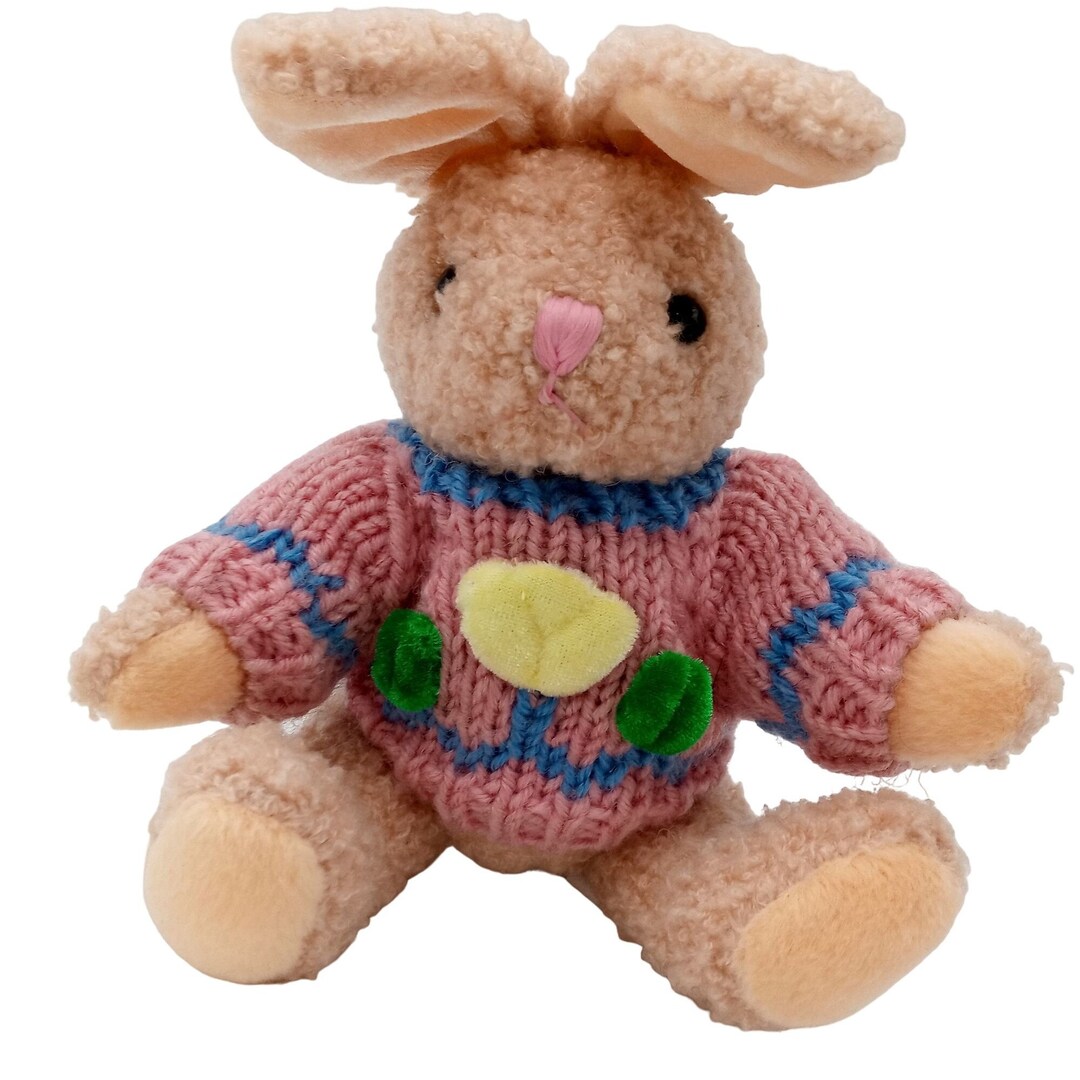 Bunny Rabbit Playful Plush Flower Sweater Vintage 1988 Chrisha Creations Easter Spring - Etsy Bunny Rabbit Playful Plush Flower Sweater Vintage 1988 Chrisha Creations Easter Spring - Etsy