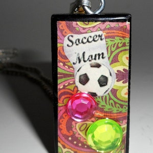 Paisley Soccer Mom Collage Domino ketting hanger teruggewonnen Mixed mediakunst