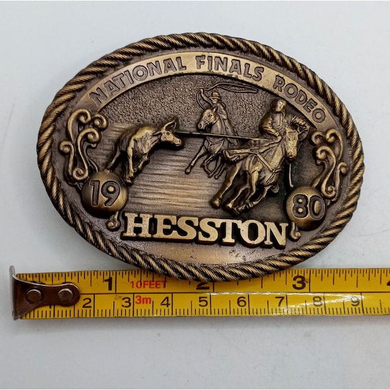 Vintage NFR Belt Buckle Rodeo 1980 Hesston Nation… - image 2