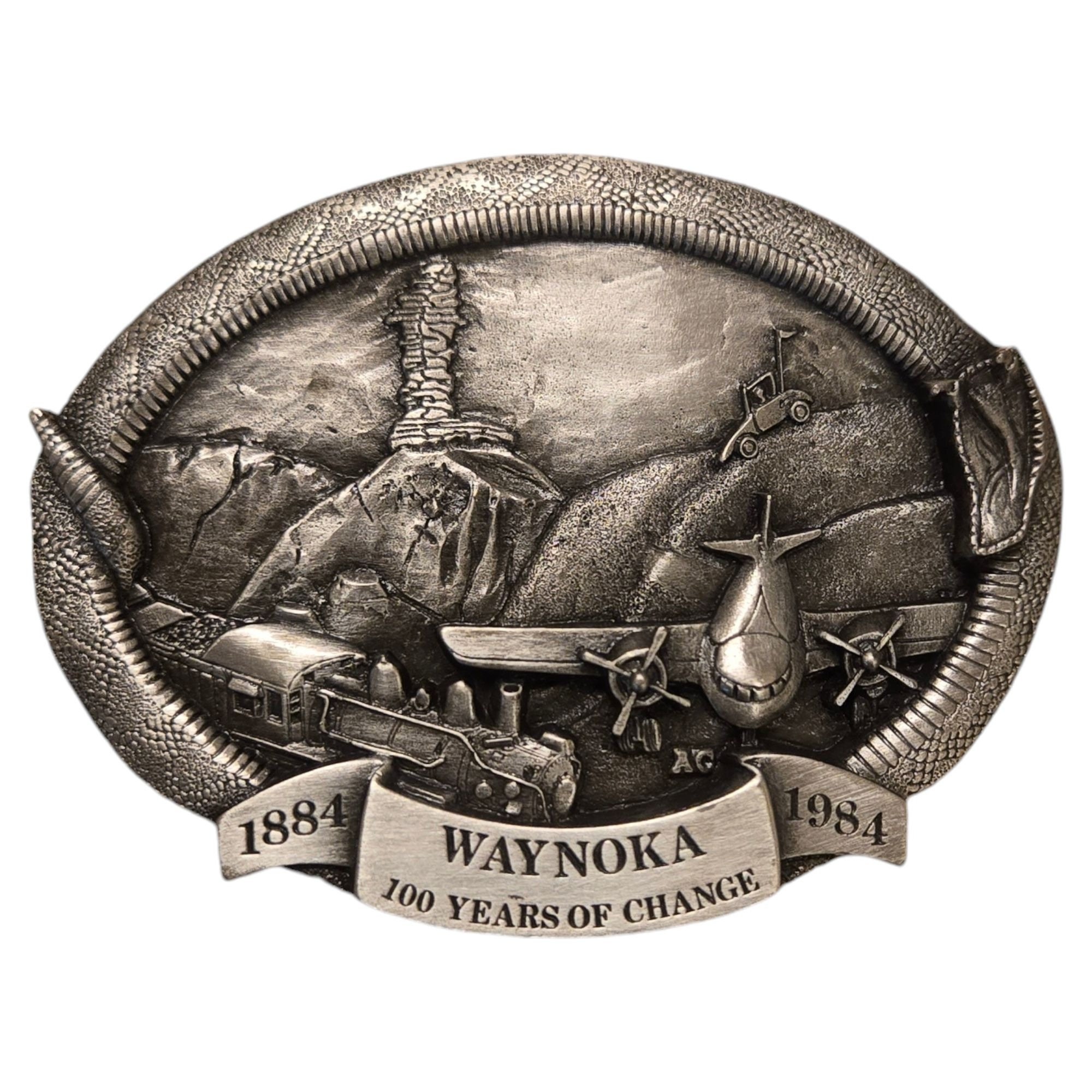 Waynoka Oklahoma Belt Buckle 1984 Centennial Rattlesnake ATV Sand