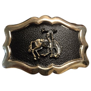 Rodeo Cowboy Belt Buckle Saddle Bronc Horse Western Wear Vintage