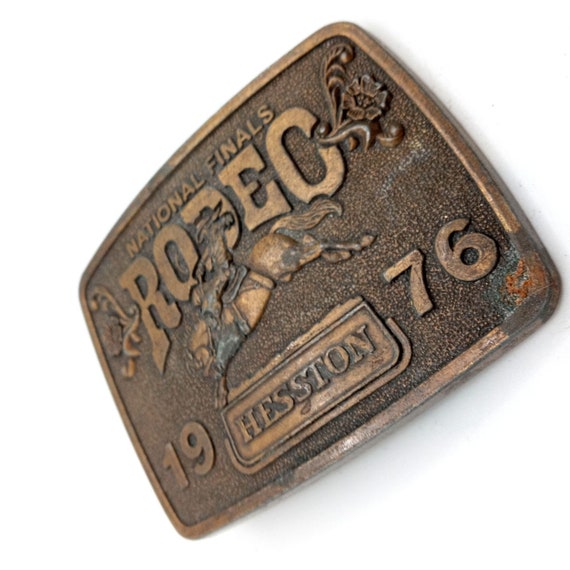 1976 NFR Rodeo Belt Buckle Saddle Bronc Cowboy Na… - image 5