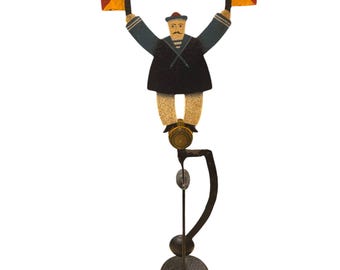 Signal Sailor Metal 23 In Folk Art Sculpture Home Decor Balance Toy Beach House