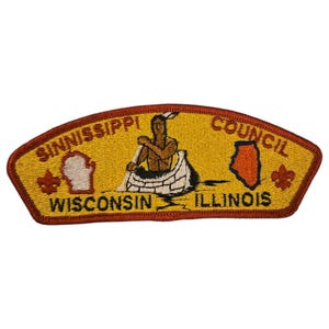 Conseil du Sinnissippi Wisconsin Illinois Boy Scouts Patch brodé canoë BSA