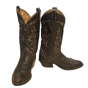 Vintage Tony Lama Cowboy Boots Mens 7.5 8 Wide Western Rockabilly READ