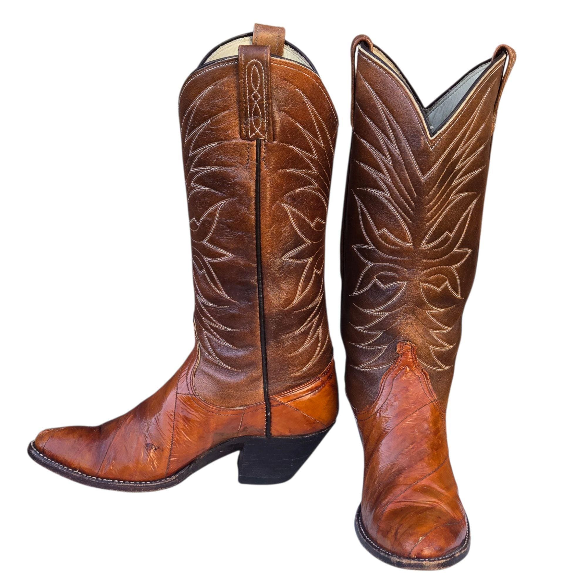 Bottes De Cow-boy Old West Pour Femmes - Cuir Gris Clair - Taille US 7,5 - Neuves