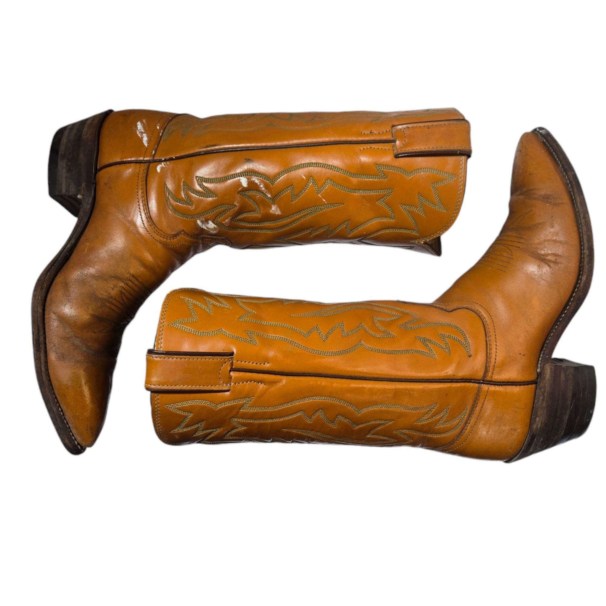 Vintage Justin Cowboy Boots Leather Mens 7 D Altered Right  display picture 1
